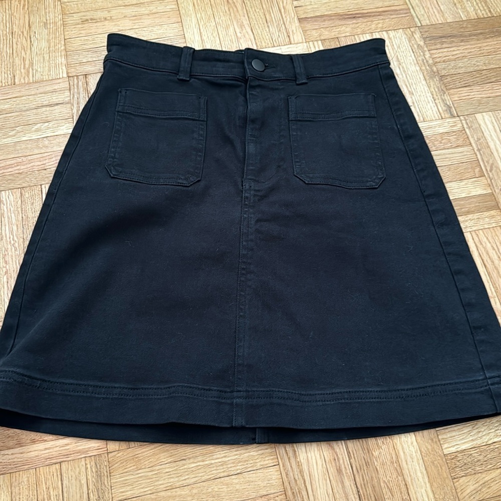 Everlane The Patch Pocket Skirt Black Denim